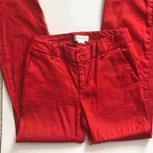 Anthropologie Elevenses Red Linen Pants